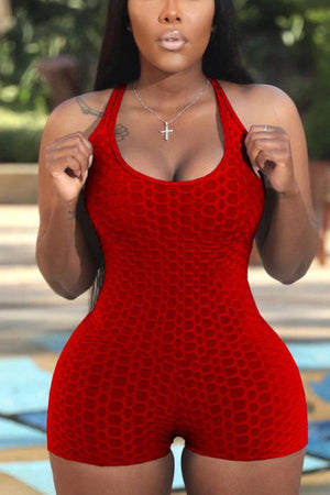 Sexy Solid Color U Neck Skinny Romper