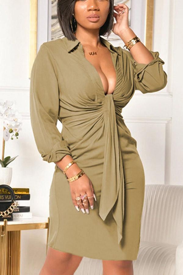 Sexy Solid Color V Neck Dresses