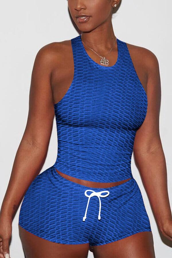 Sexy Sportswear Solid Color Stretch Two Pieces