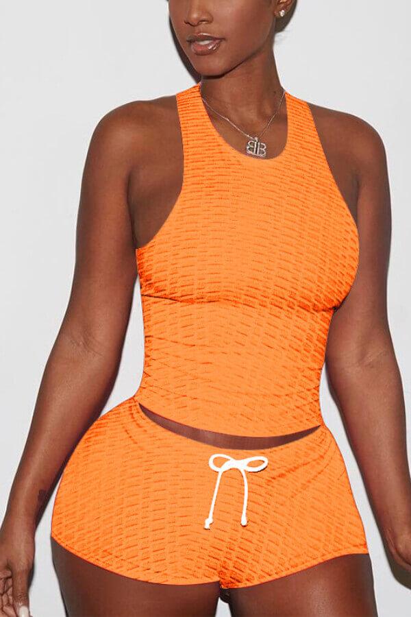 Sexy Sportswear Solid Color Stretch Two Pieces