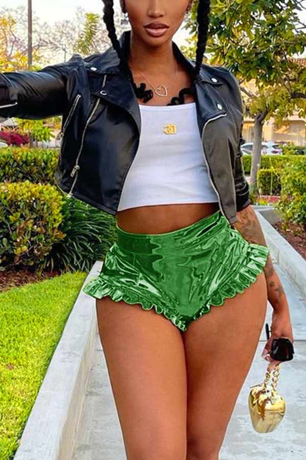 Sexy Summer Solid Color PU Shorts