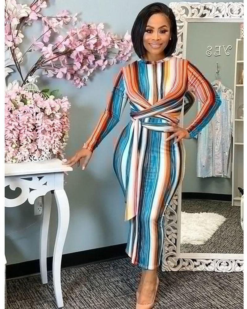 Rainbow Thinking Midi Dress (S ~ 5XL)