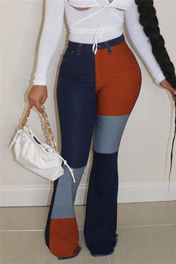 Work Daily Patchwork Denim Jeans